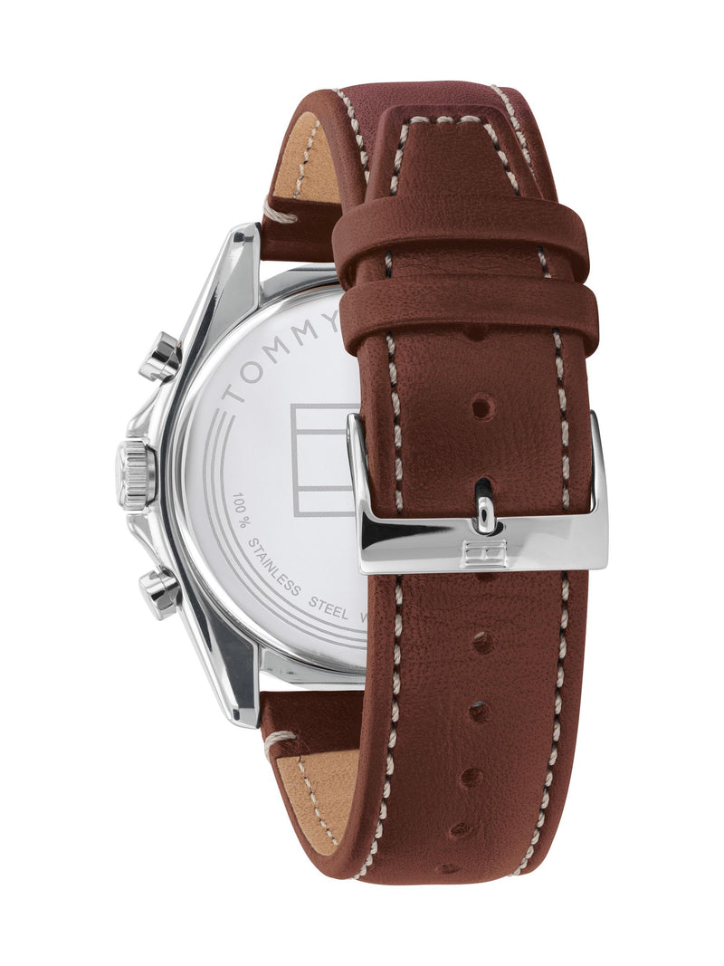 Tommy Hilfiger men's watch with brown leather strap 44mm - British product