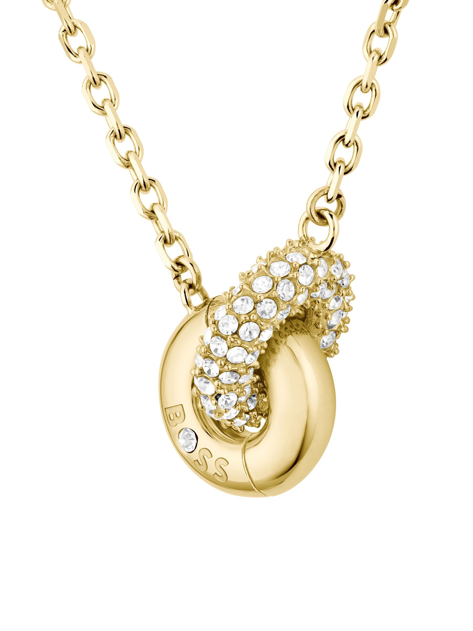 BOSS gold plated necklace with crystal pave - British product
