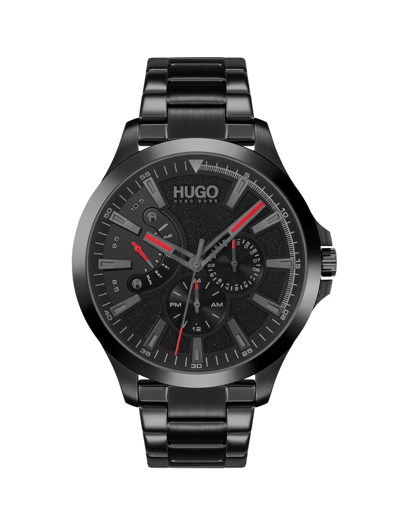 HUGO Black Leap IP bracelet watch 45mm, imported from the UK