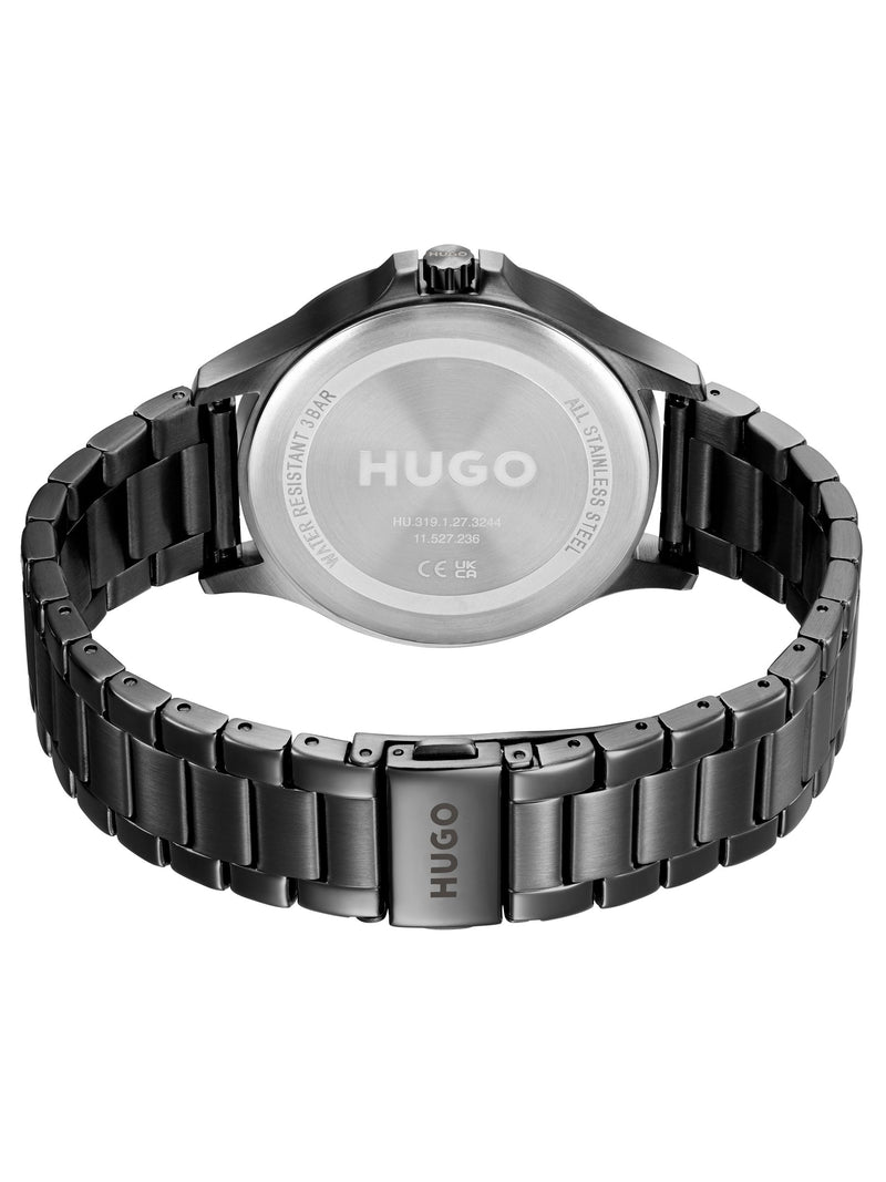 HUGO Black Leap IP bracelet watch 45mm, imported from the UK