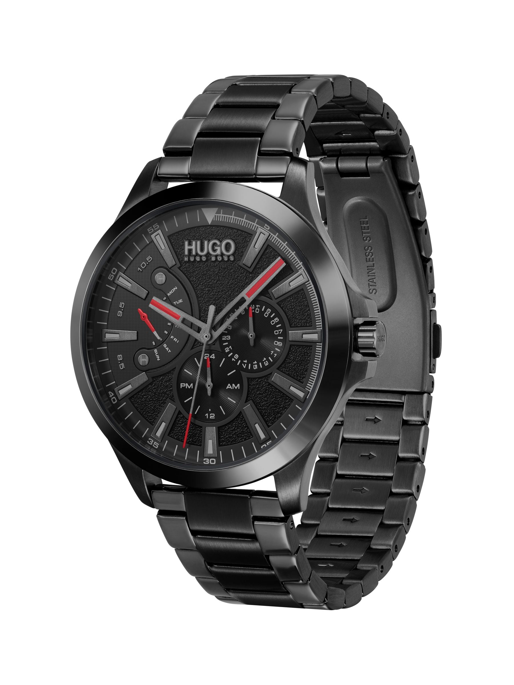 HUGO Black Leap IP bracelet watch 45mm, imported from the UK
