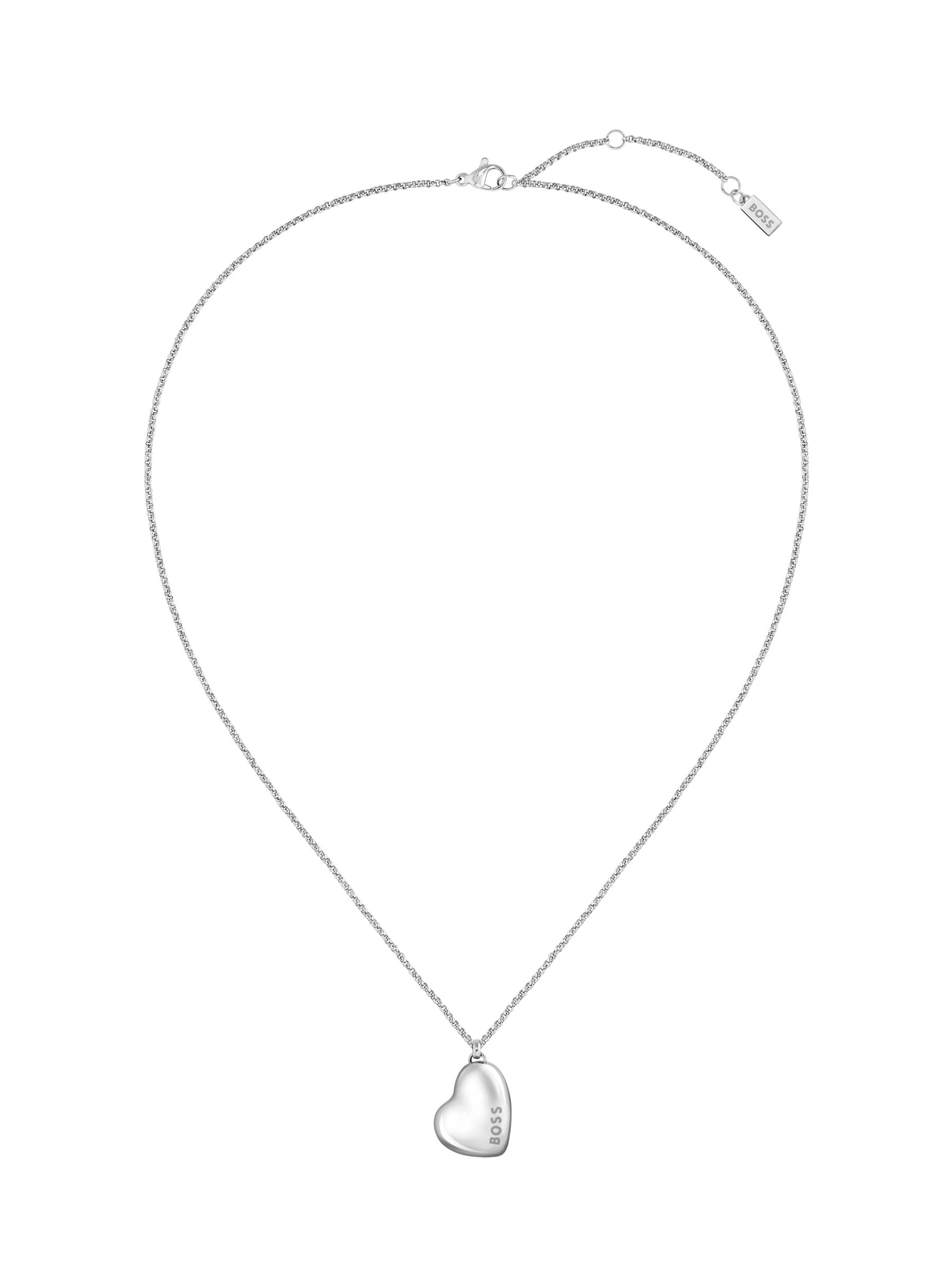 BOSS silver tone heart necklace stainless steel (British brand)