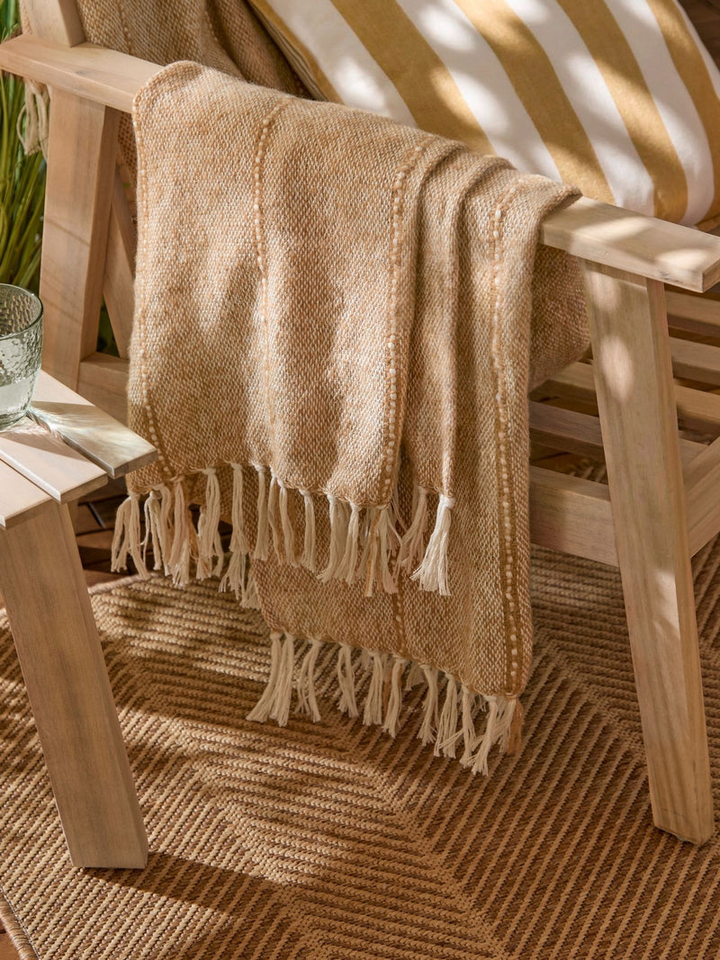 Yard Natural Hedon Tasselled Outdoor Throw