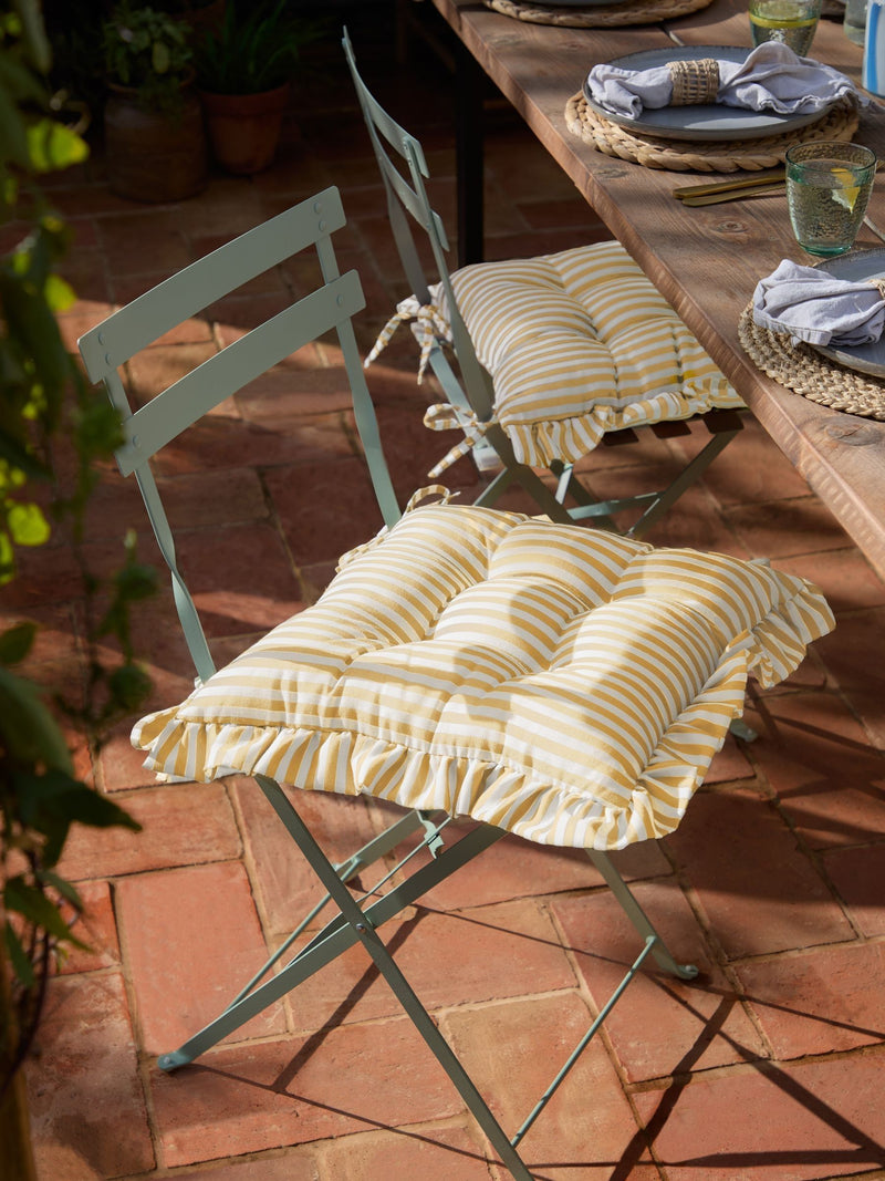 Wylder Set of 2 Green Millie Ruffle Seat Pads 40x40cm