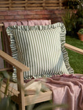 Wylder Pink Millie Ruffle Striped Outdoor Cushion 50x50
