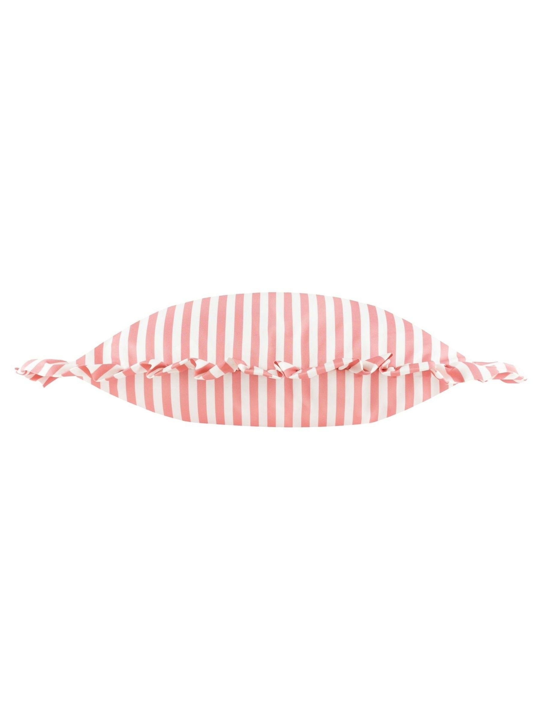 Wylder Pink Millie ruffle striped outdoor cushion 50x50cm, UK version