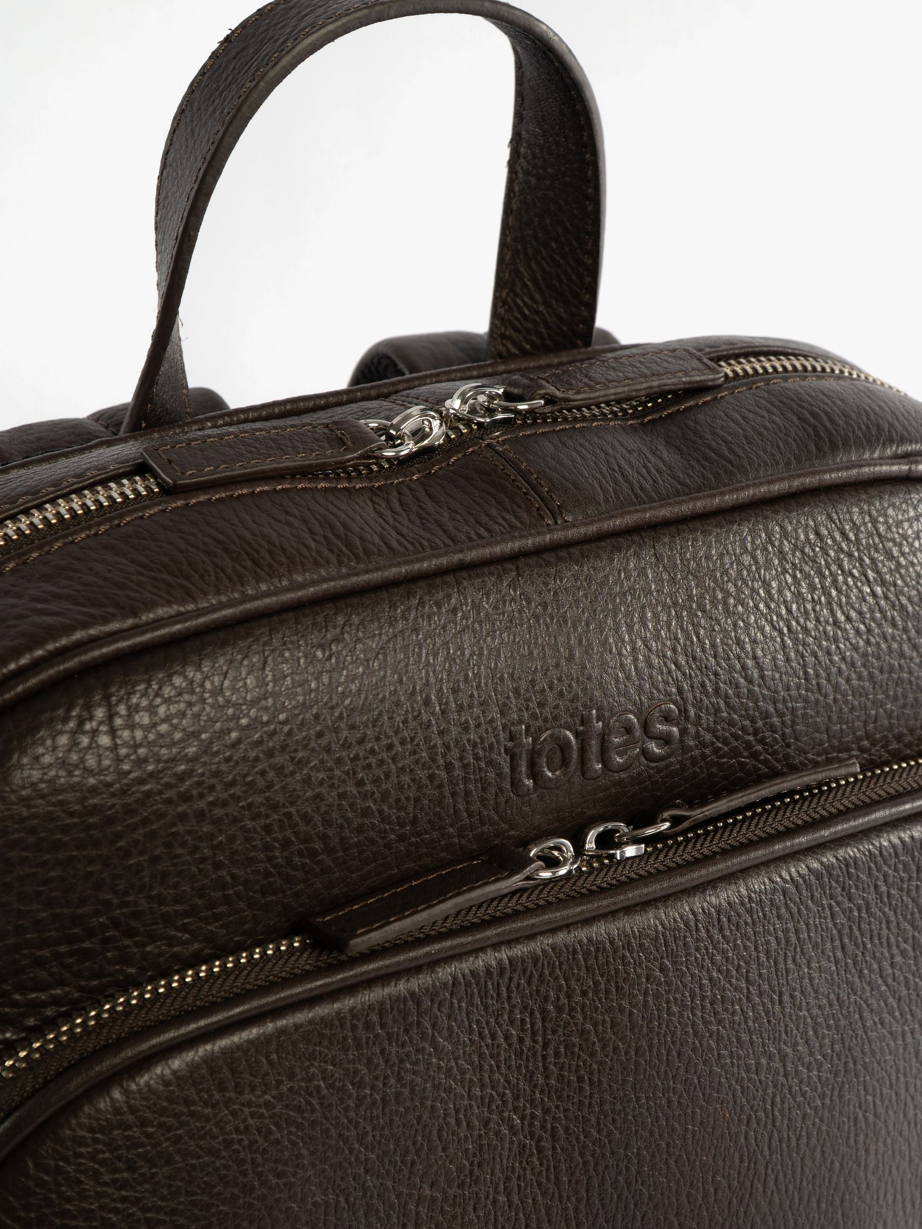 Totes brown genuine leather backpack - British product