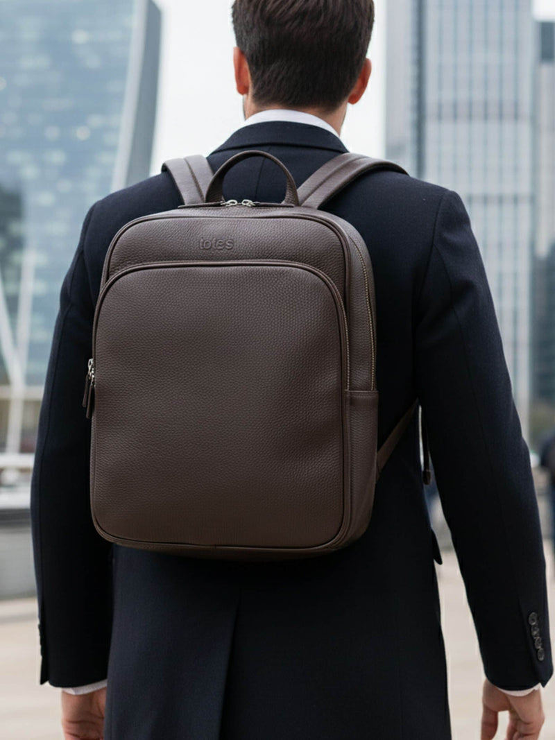 Totes brown genuine leather backpack - British product