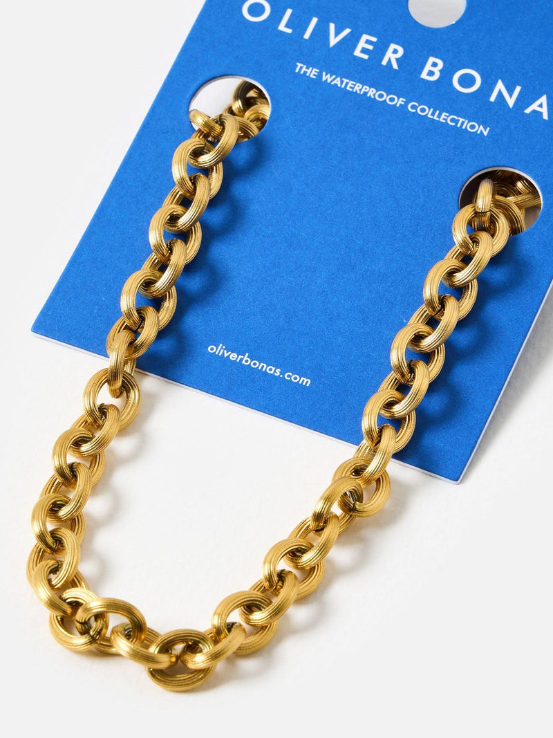 Oliver Bonas gold tone waterproof chunky chain necklace - British product