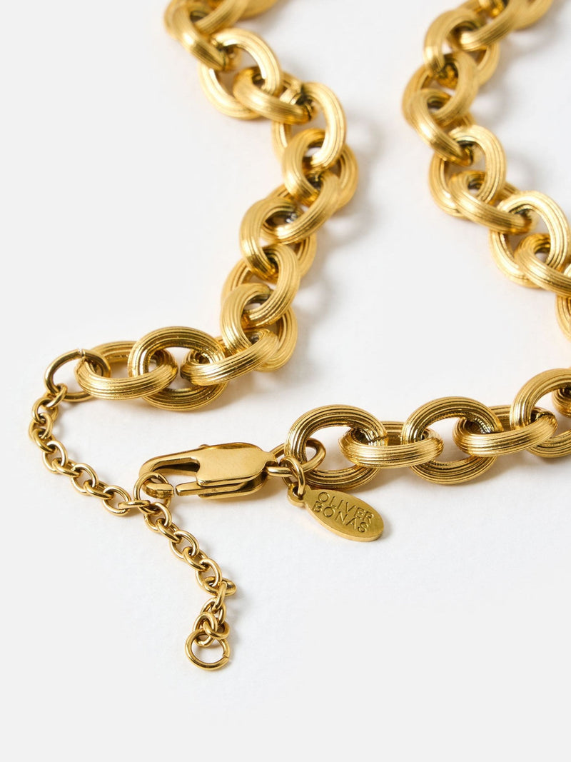 Oliver Bonas gold tone waterproof chunky chain necklace - British product