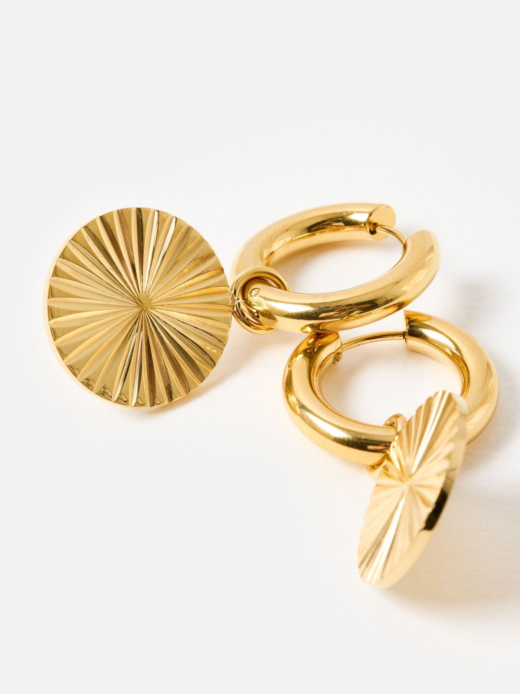 Oliver Bonas gold tone waterproof drop earrings, imported from the UK