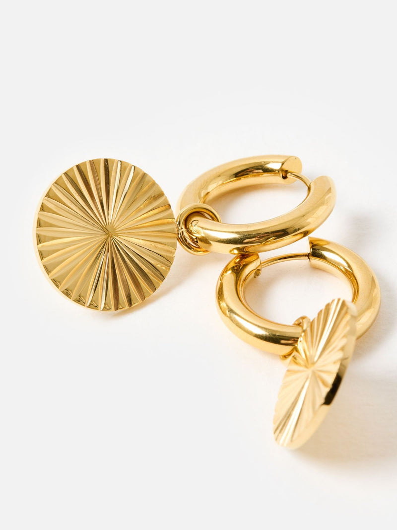 Oliver Bonas gold tone waterproof drop earrings, imported from the UK