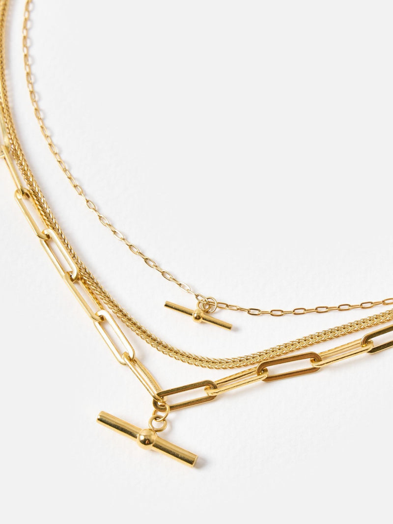 Oliver Bonas gold tone T-bar pendant layered necklace - British product