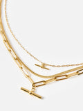 Oliver Bonas gold tone T-bar pendant layered necklace - British product