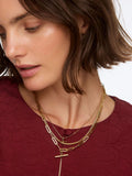 Oliver Bonas gold tone T-bar pendant layered necklace - British product