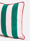 Oliver Bonas cushion cover pink green striped velvet 45x45cm, UK version