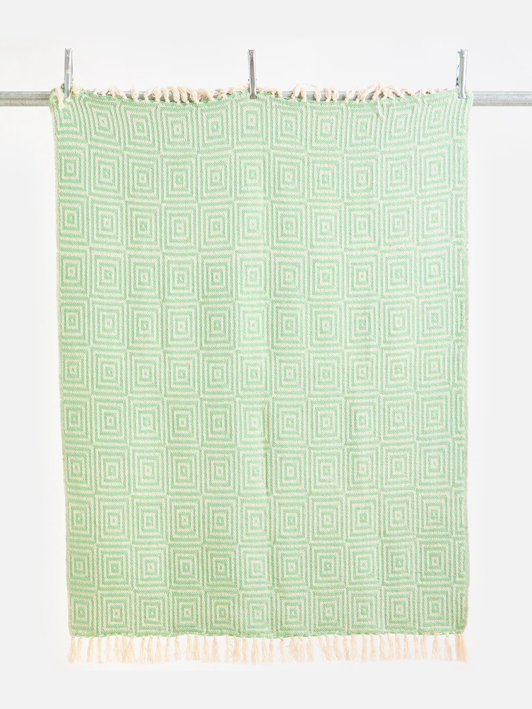 Oliver Bonas green cream geometric throw 130x170cm - British product