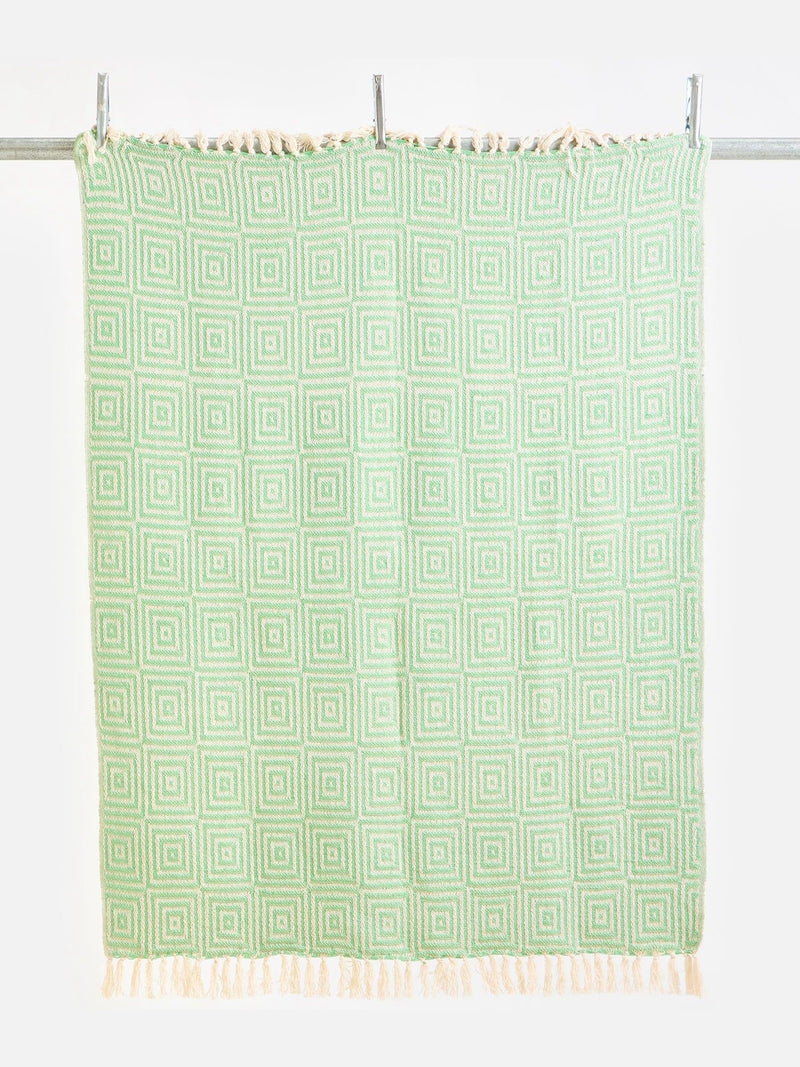 Oliver Bonas green cream geometric throw 130x170cm - British product