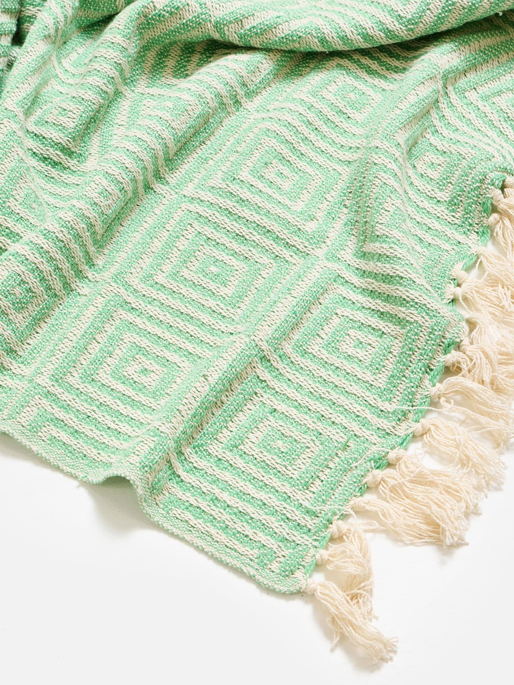 Oliver Bonas green cream geometric throw 130x170cm - British product