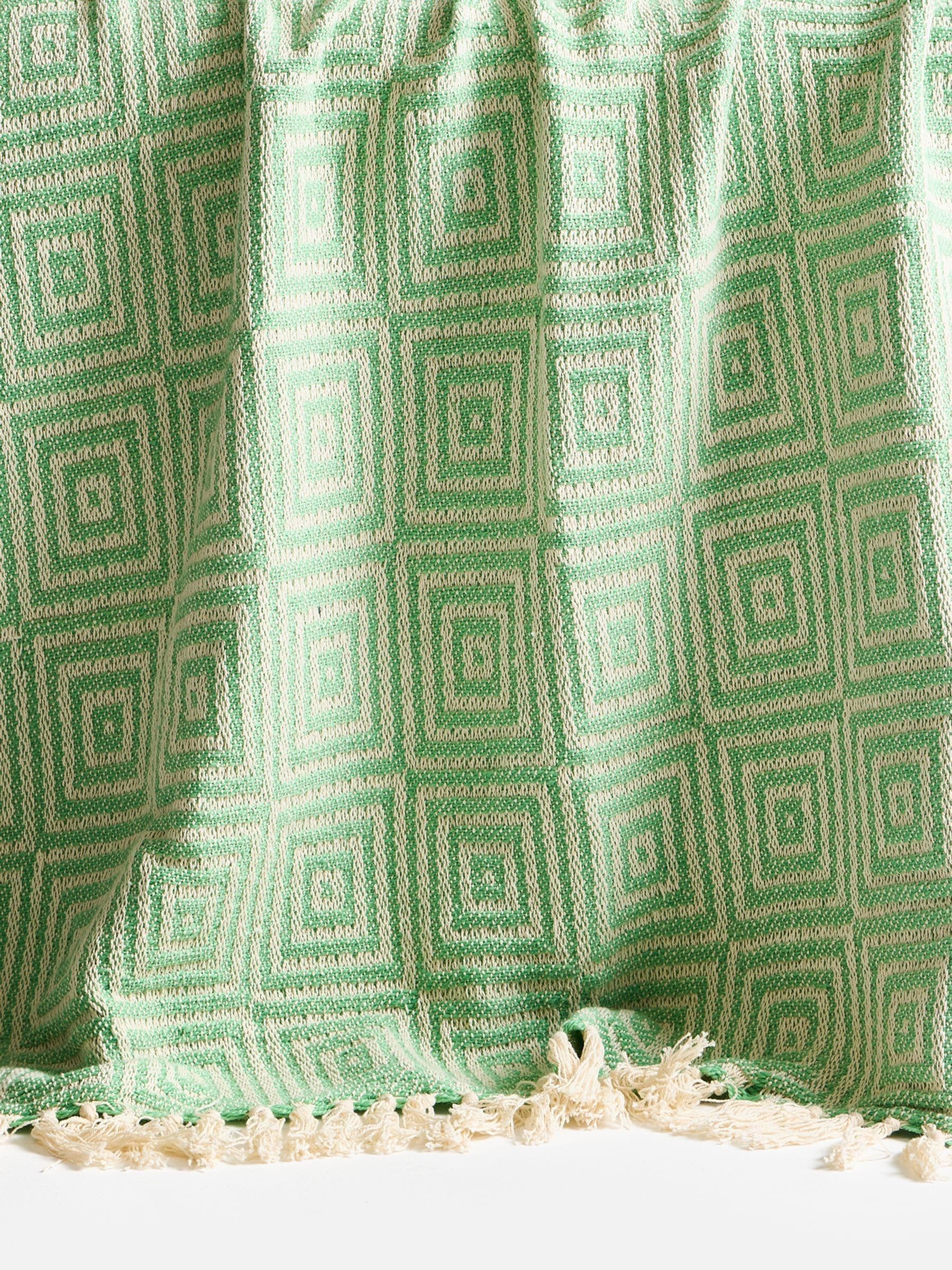 Oliver Bonas green cream geometric throw 130x170cm - British product