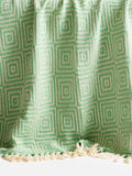 Oliver Bonas green cream geometric throw 130x170cm - British product