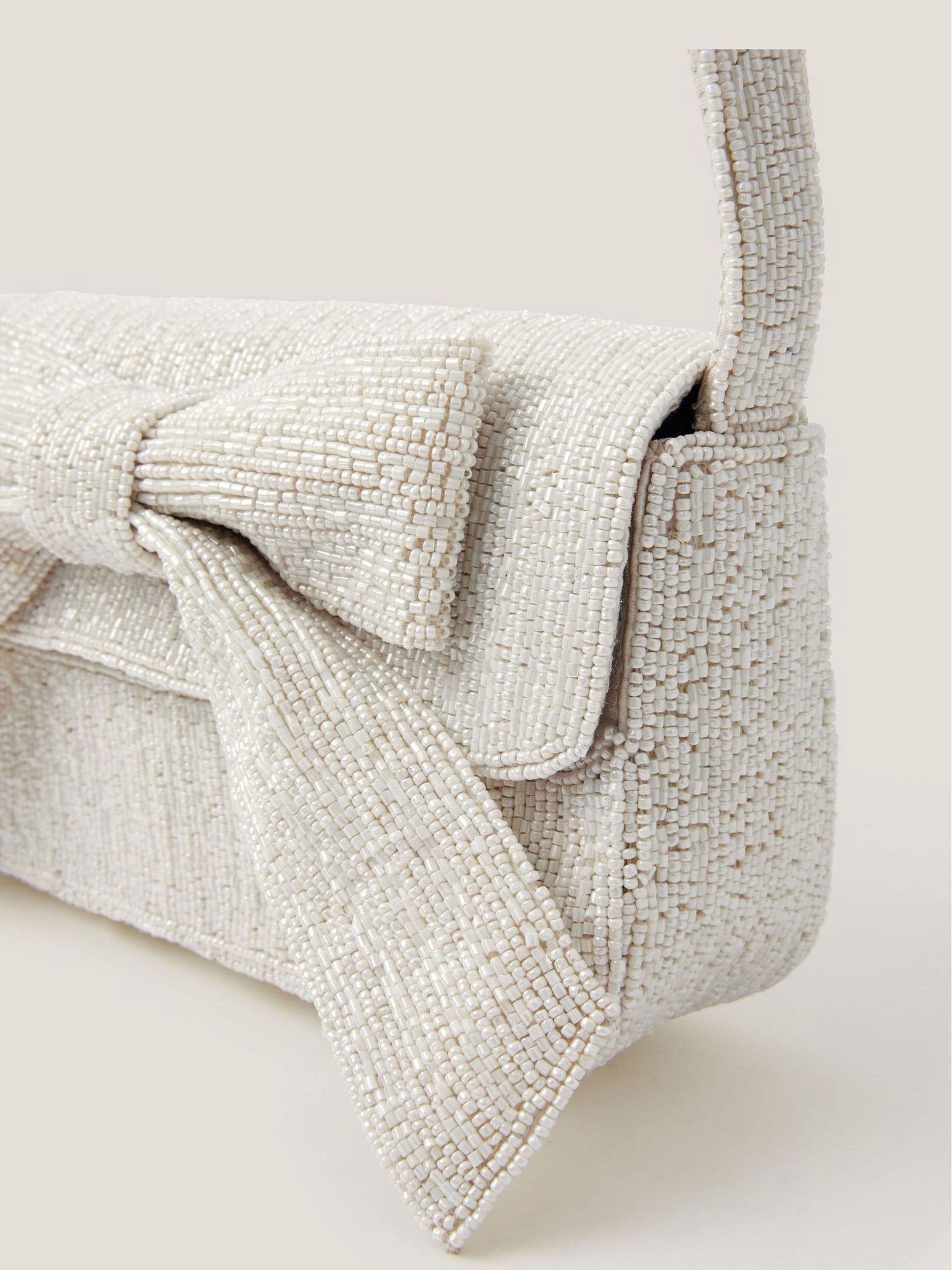 Monsoon Ayla beaded bow bag with faux pearls, UK version