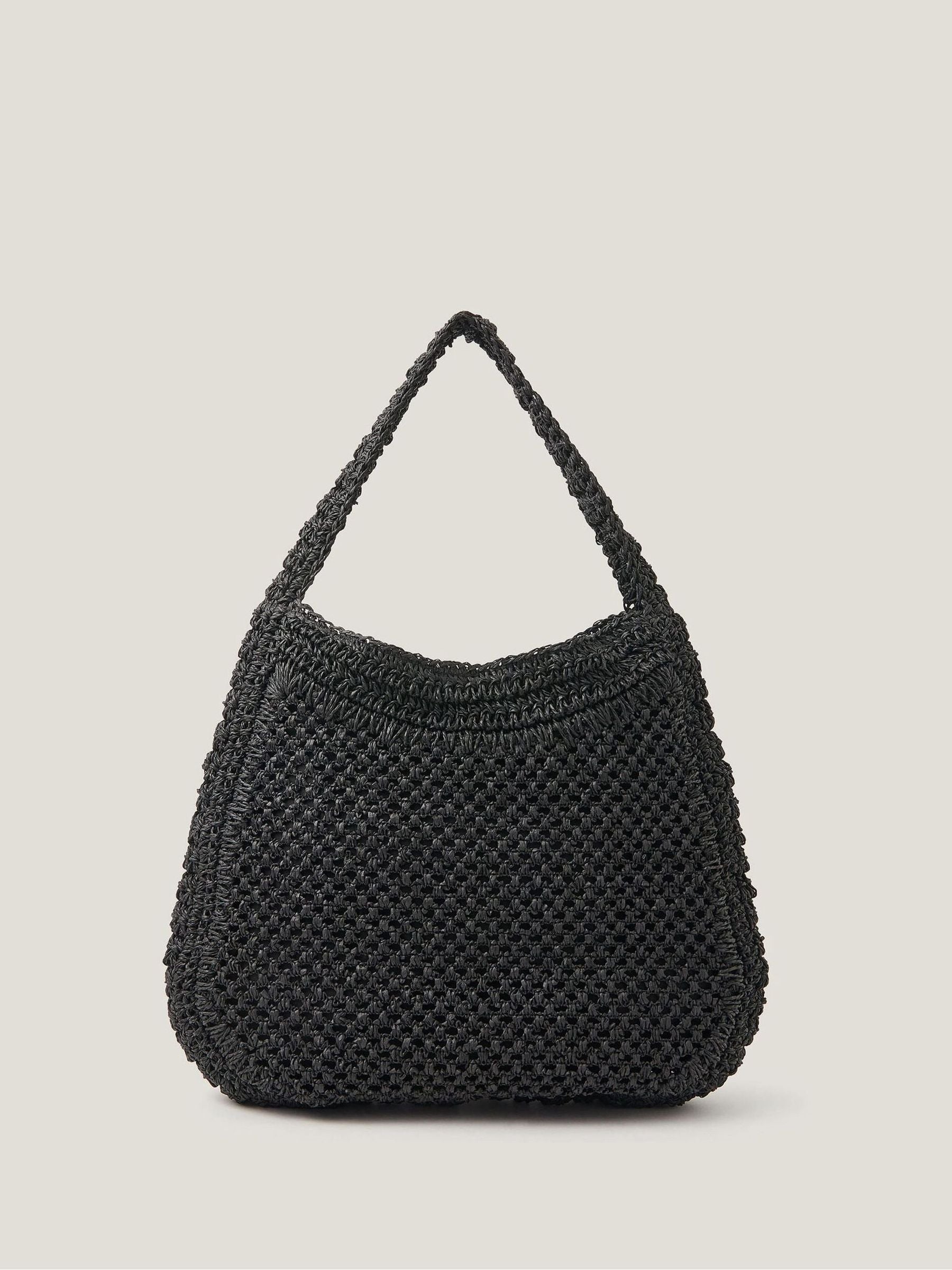 Monsoon black raffia shoulder bag - British product