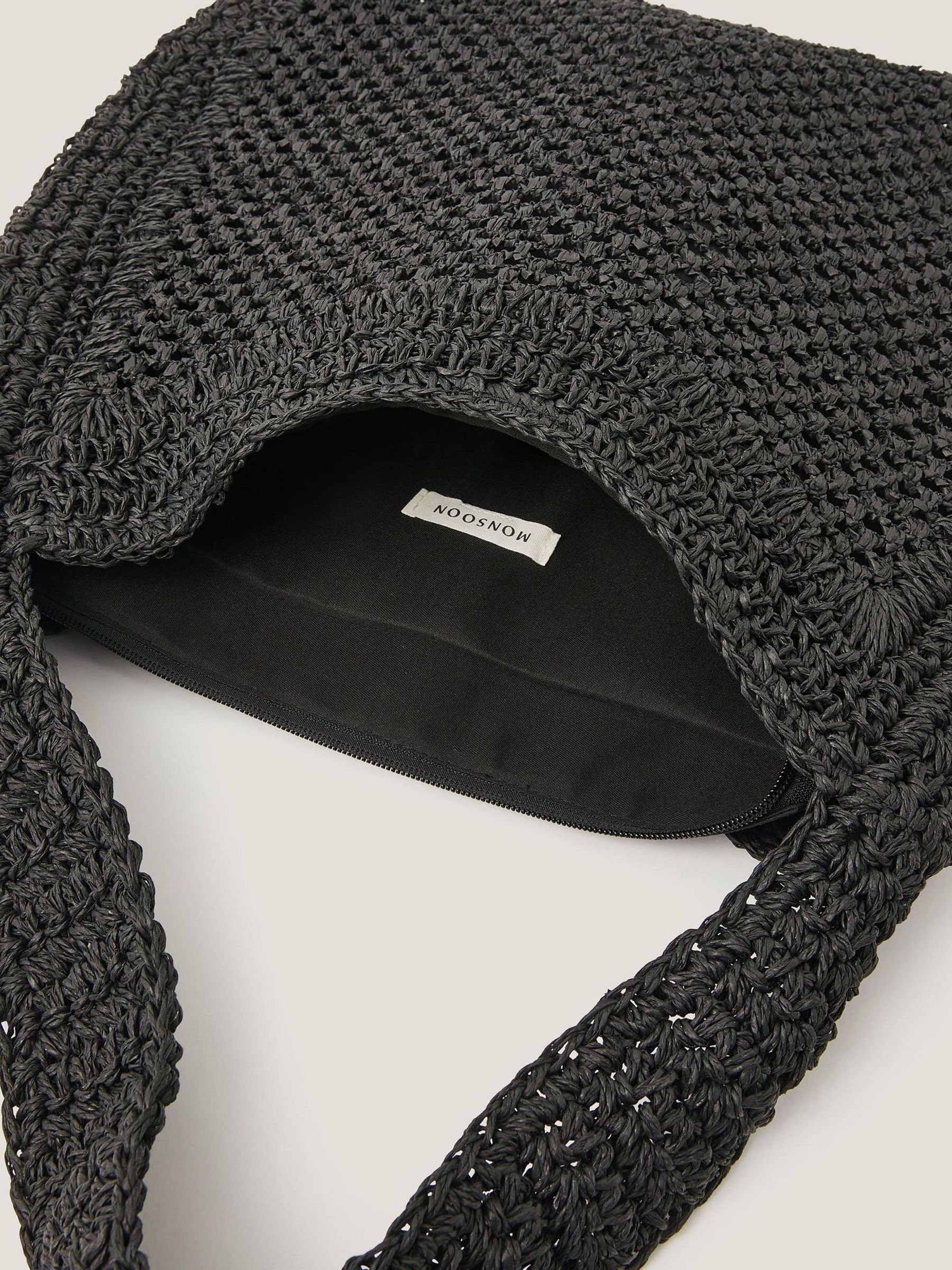 Monsoon black raffia shoulder bag - British product