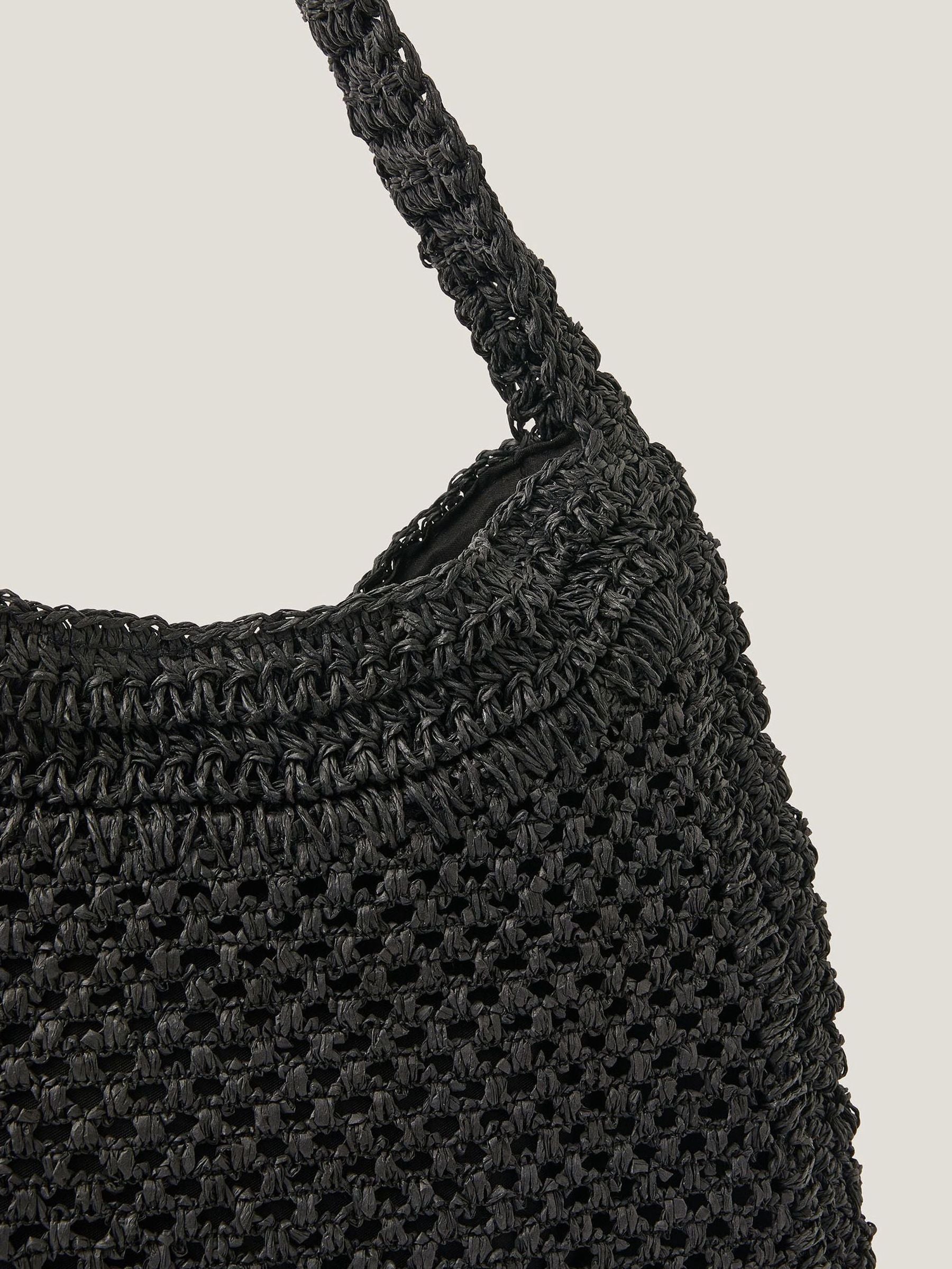 Monsoon black raffia shoulder bag - British product