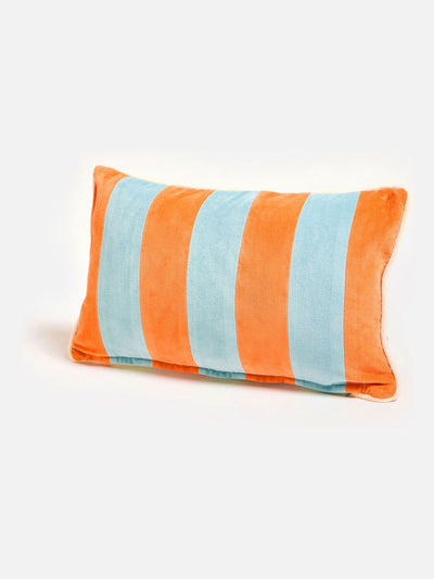 Next Oliver Bonas Orange Blue Striped Velvet Rectangular Cushion Cover 30x50cm- Buy online at McGrocer
