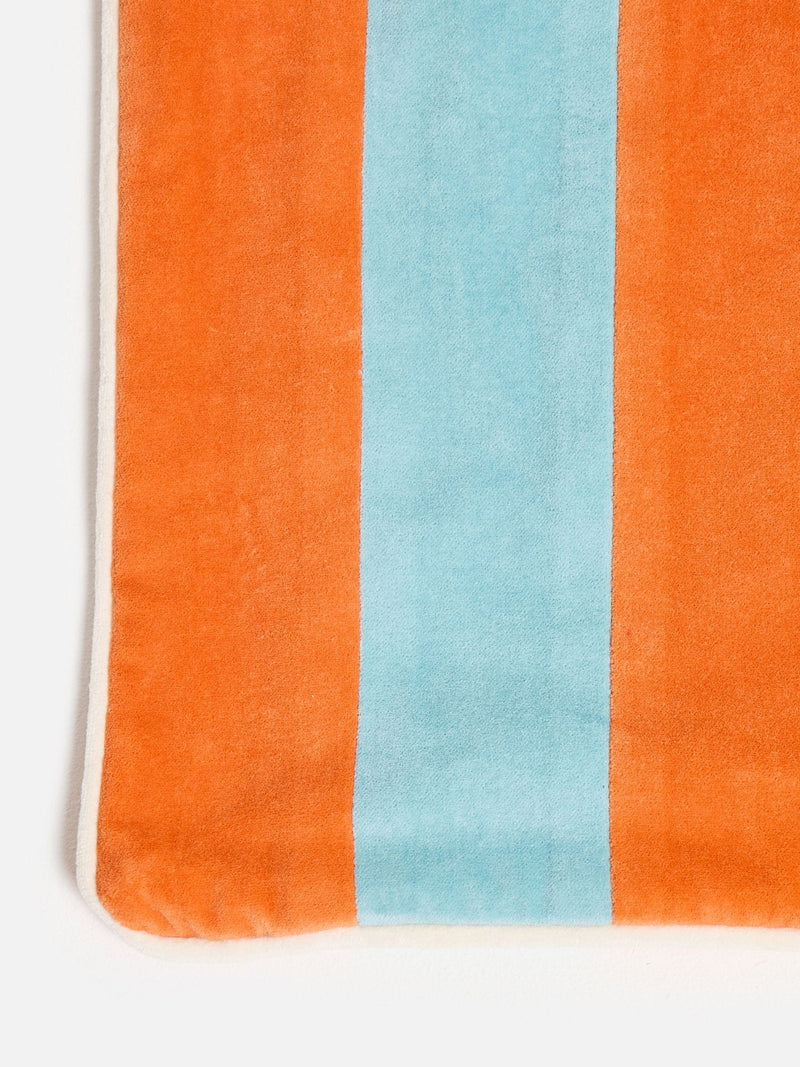 Oliver Bonas orange blue striped velvet cushion cover 30x50cm, UK version