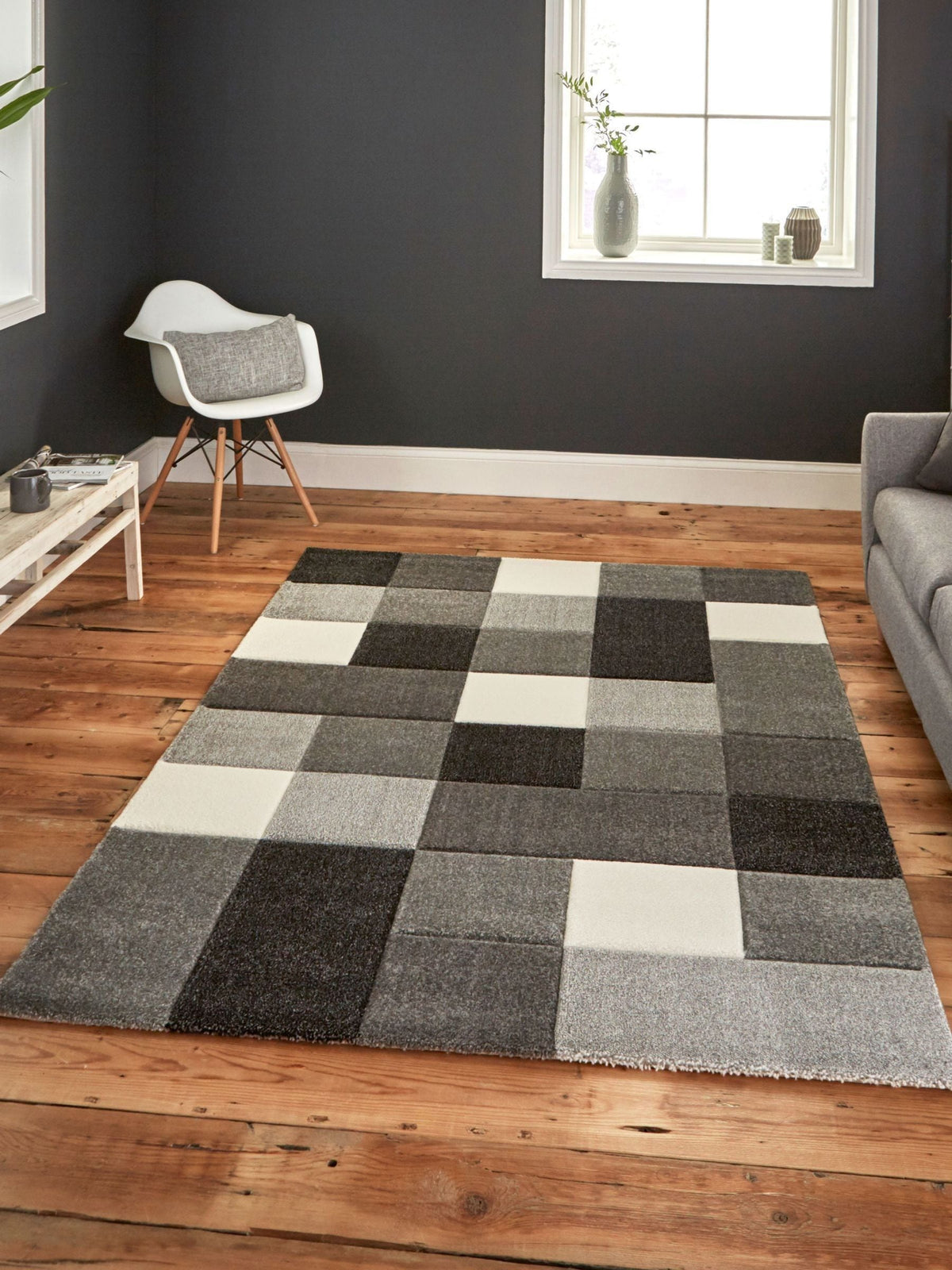 Think Rugs geometric rug Grey Brooklyn 646, imported from the UK