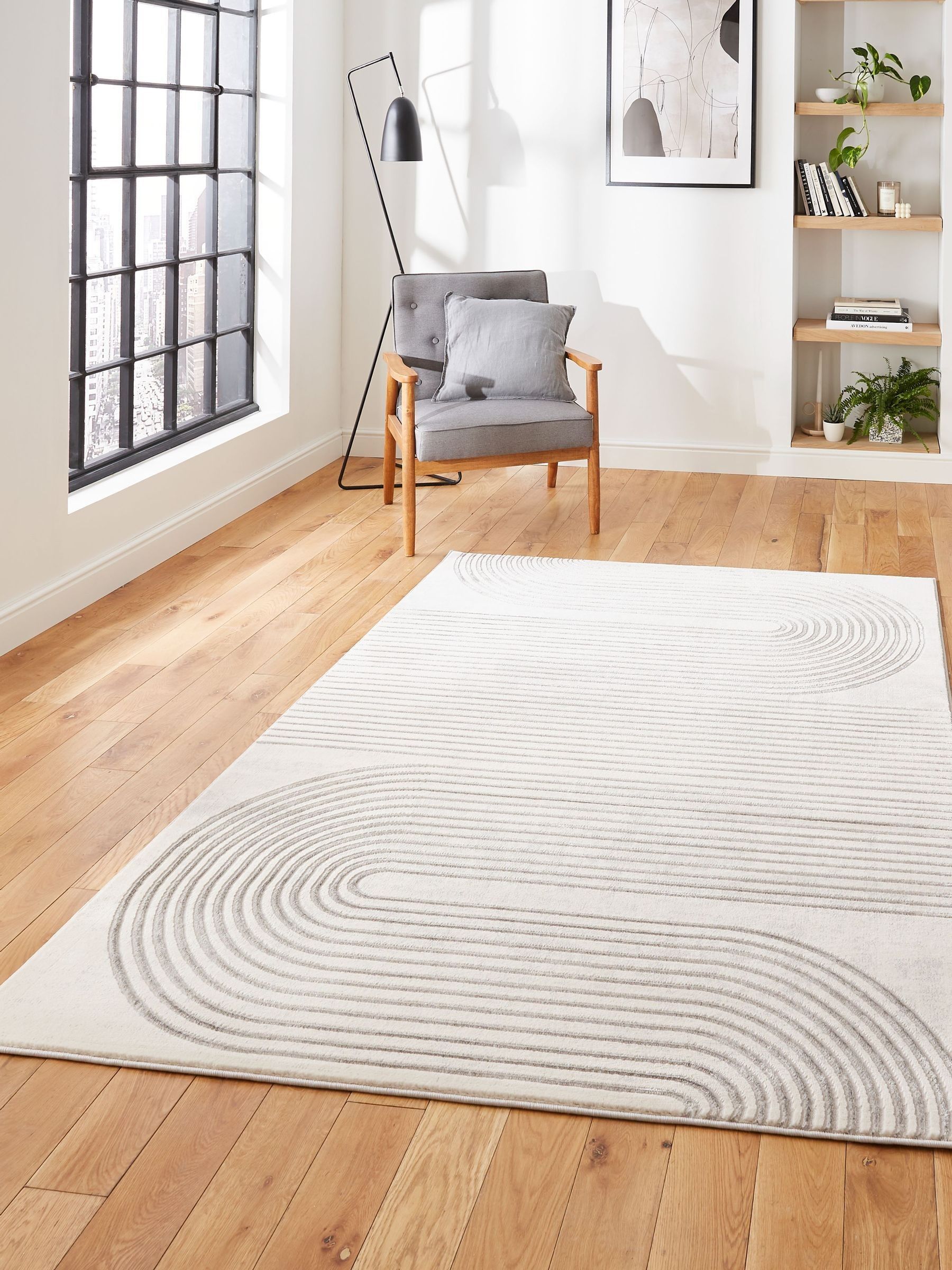 Think Rugs Light Grey Apollo Modern Swirl Rug