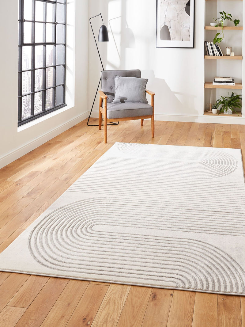 Think Rugs Light Grey Apollo Modern Swirl Rug