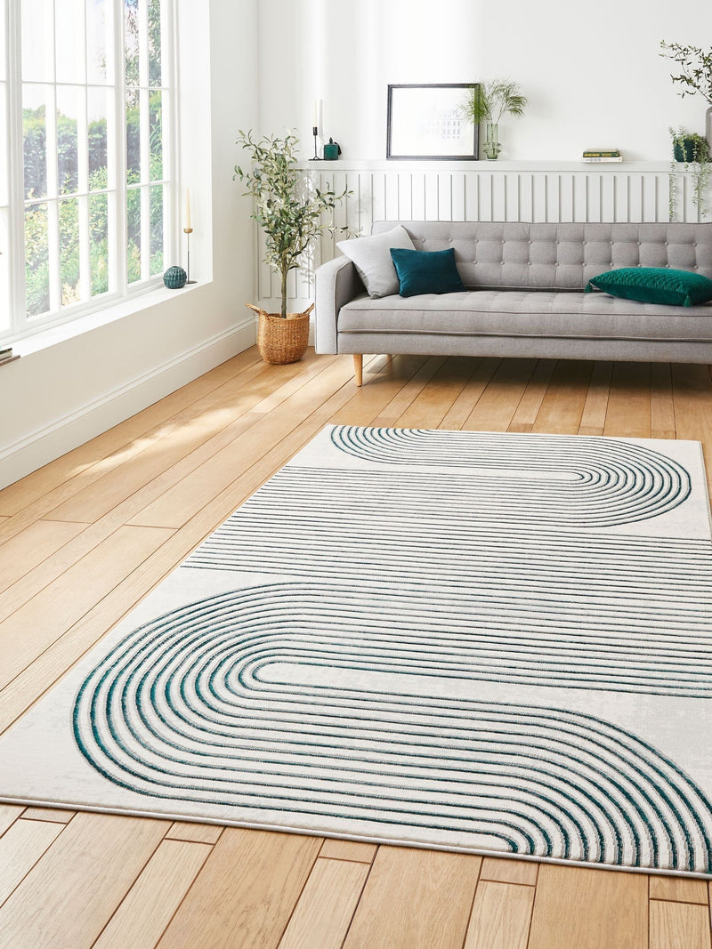 Think Rugs Apollo grey modern linear rug - British product