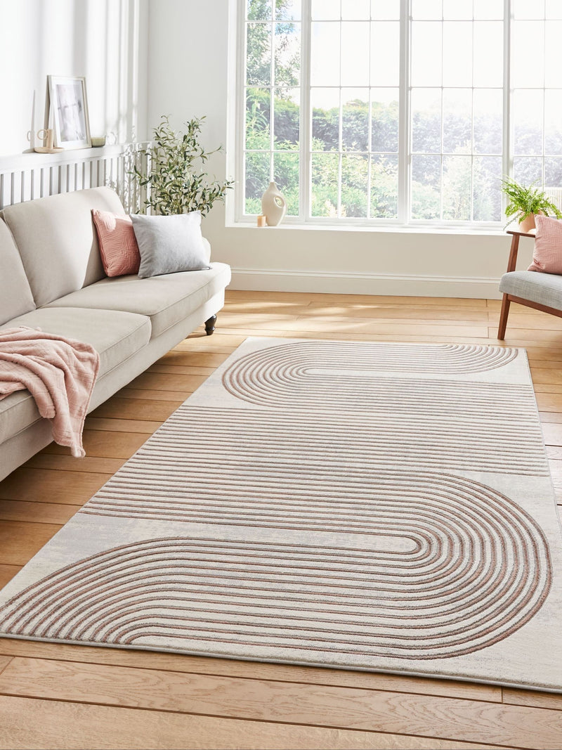 Think Rugs Apollo grey modern linear rug - British product