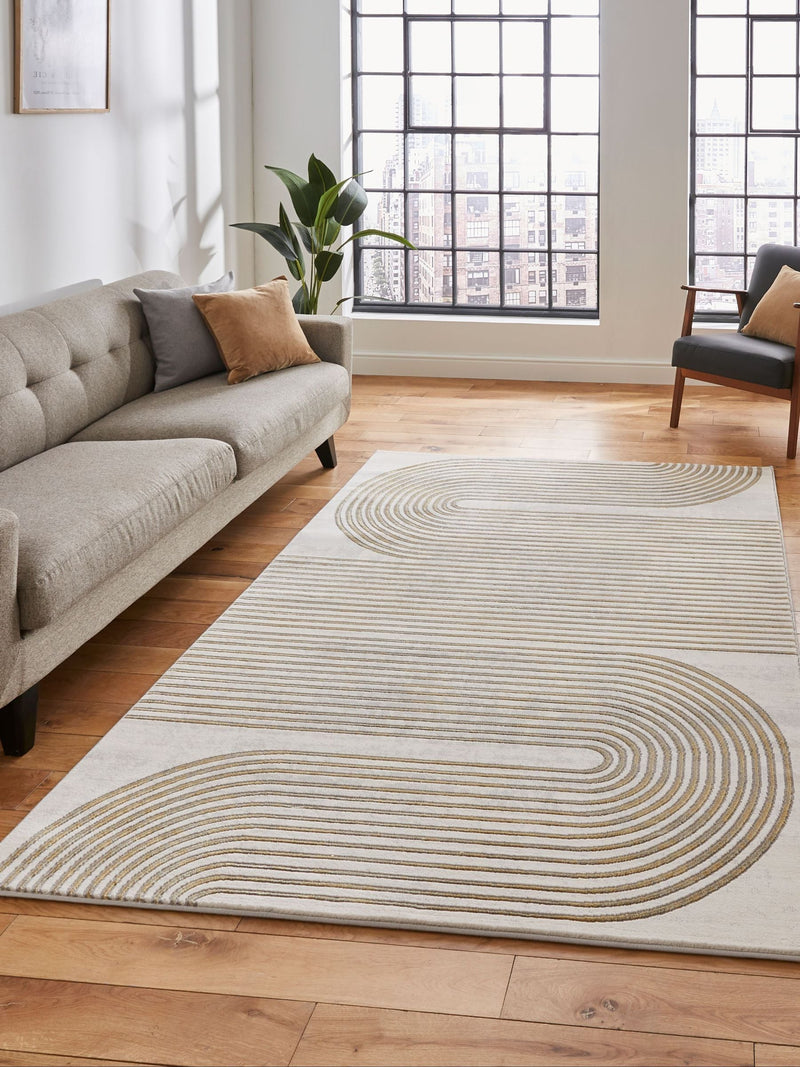 Think Rugs Apollo modern linear rug grey - British product