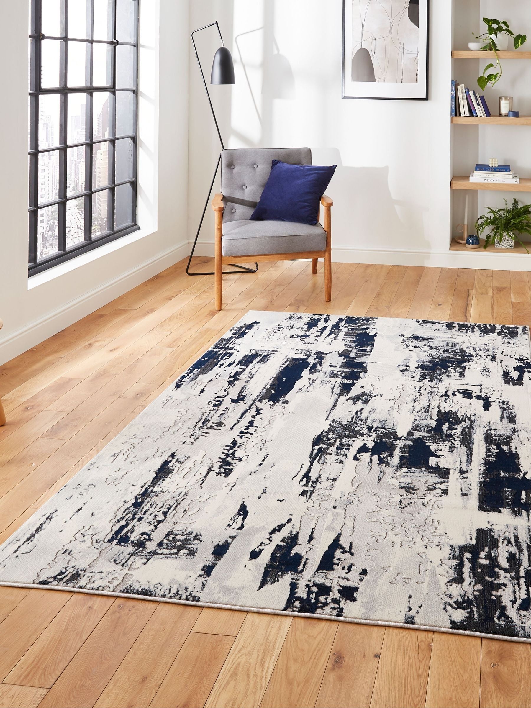 Think Rugs Apollo grey abstract rug (British brand)