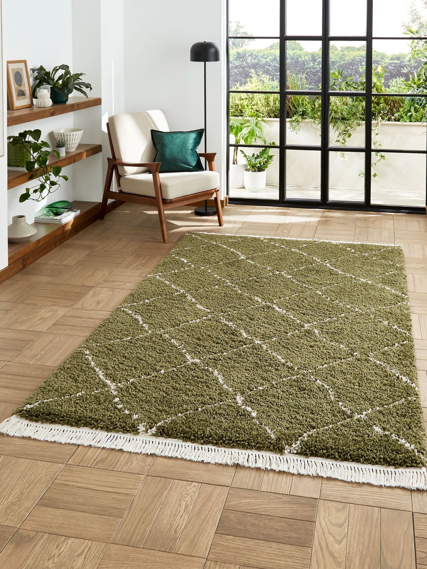 Think Rugs Green Boho 5413 Berber Rug