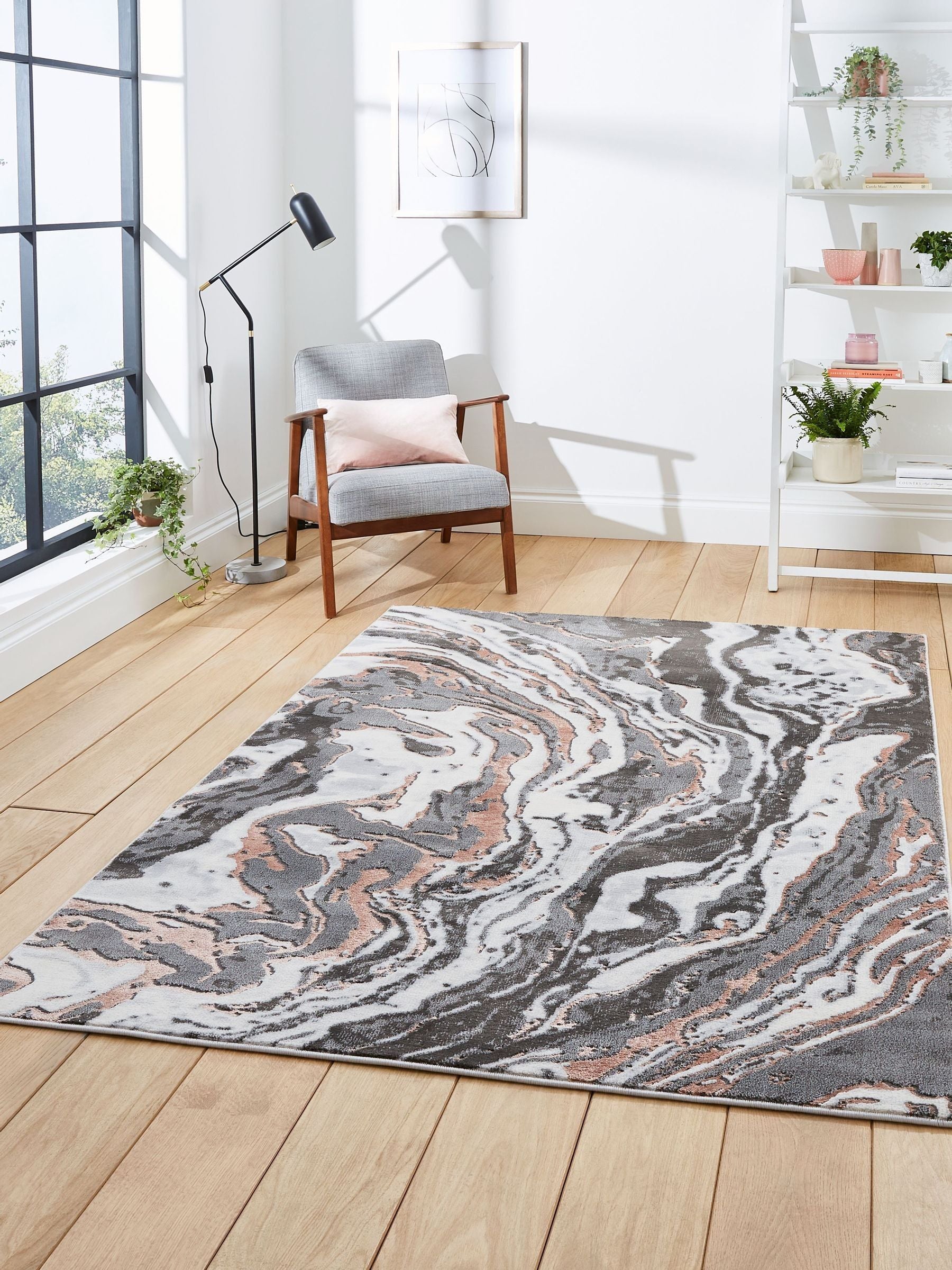 Think Rugs grey Apollo abstract rug, UK version