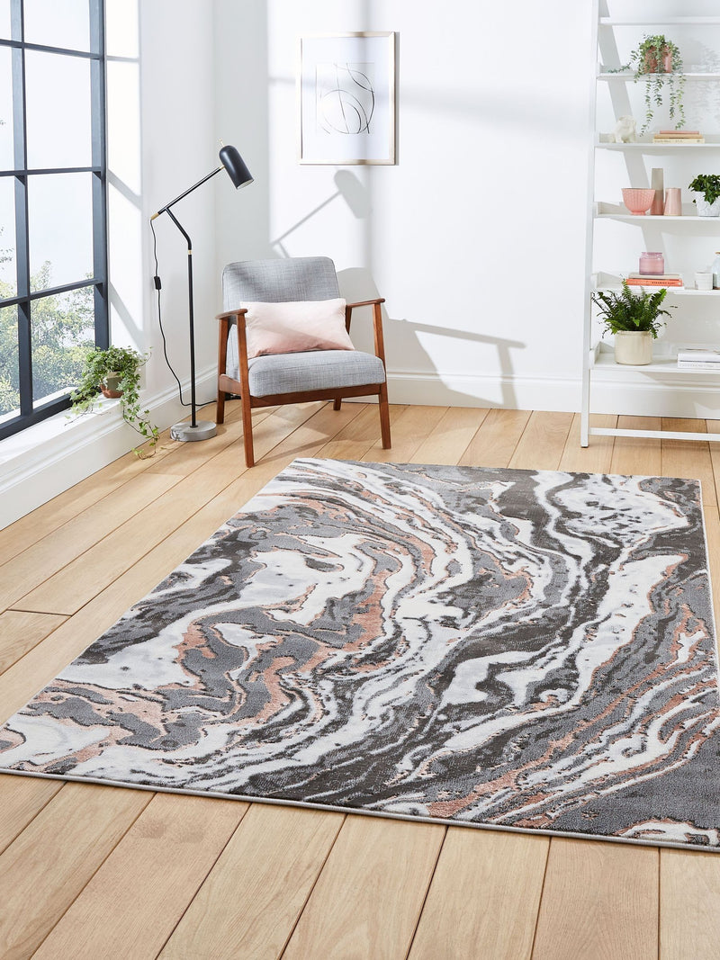 Think Rugs grey Apollo abstract rug, UK version