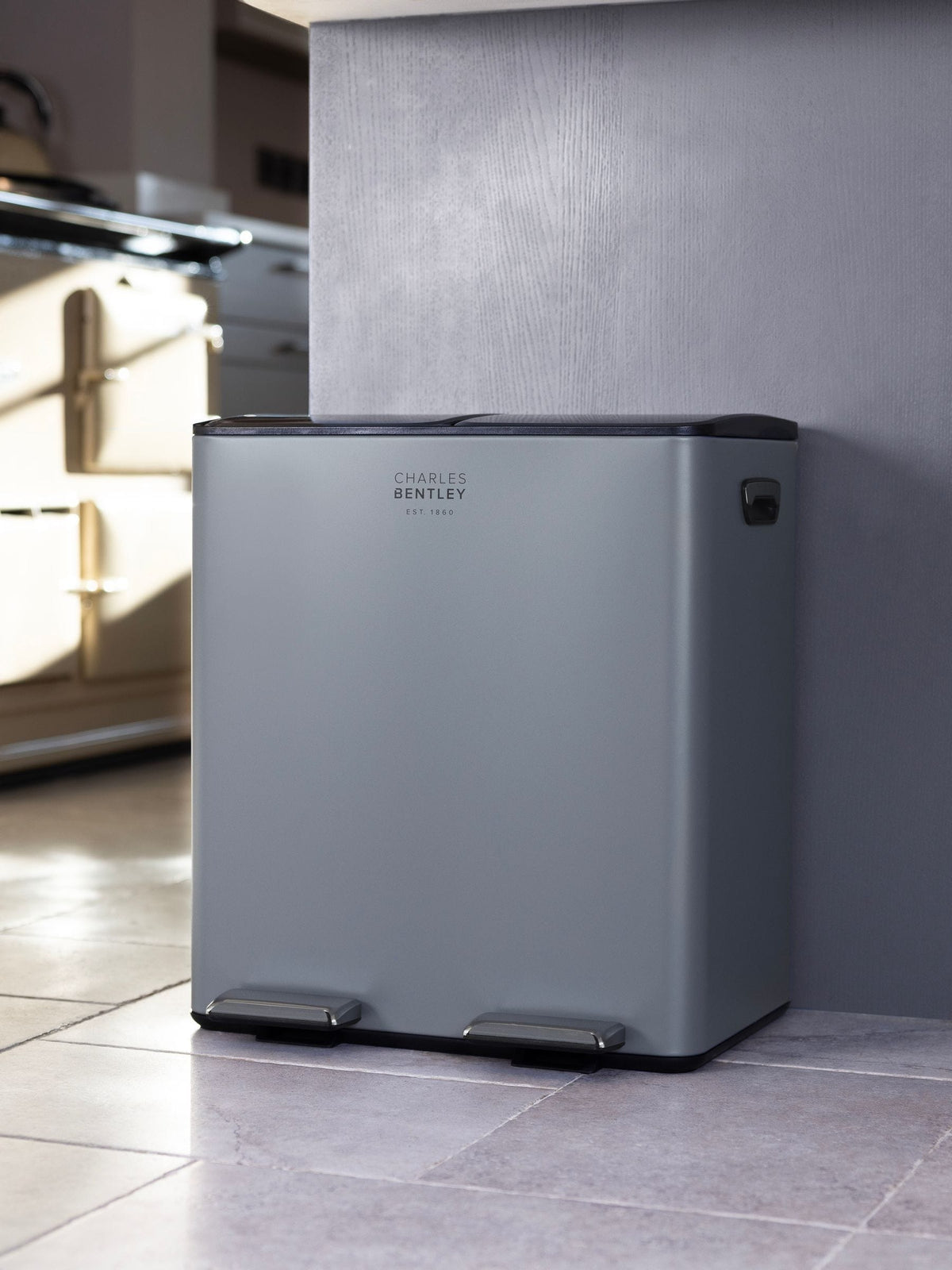 Charles Bentley Stainless Steel 30L Double Compartment Kitchen Bin