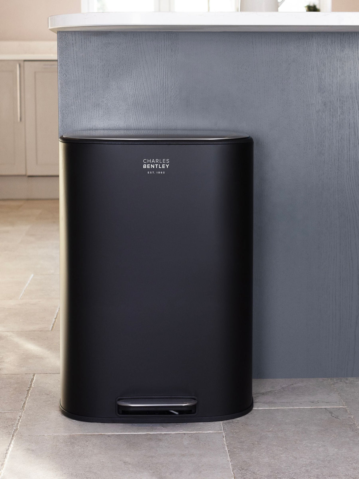 Charles Bentley black pedal kitchen bin 50L (British brand)