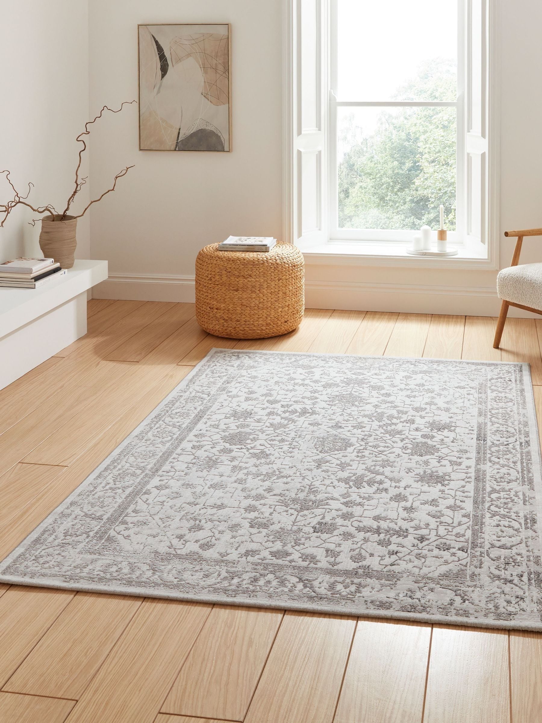Think Rugs grey vintage rug, imported from the UK
