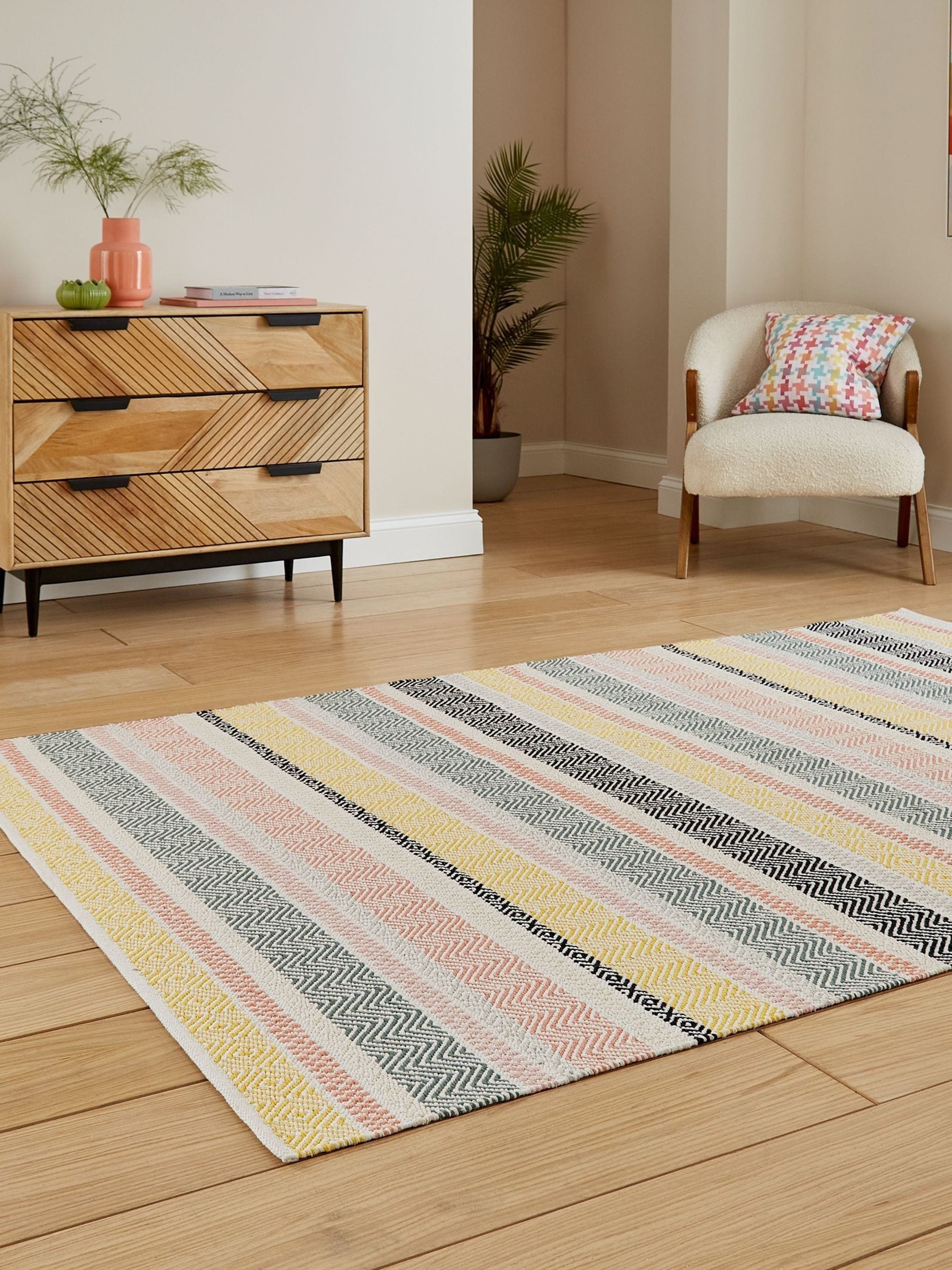 Think Rugs hand-woven cotton geometric rug, UK version