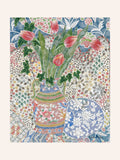 Laura Ashley Blue Abstract Tulips medium wall art frame (British brand)