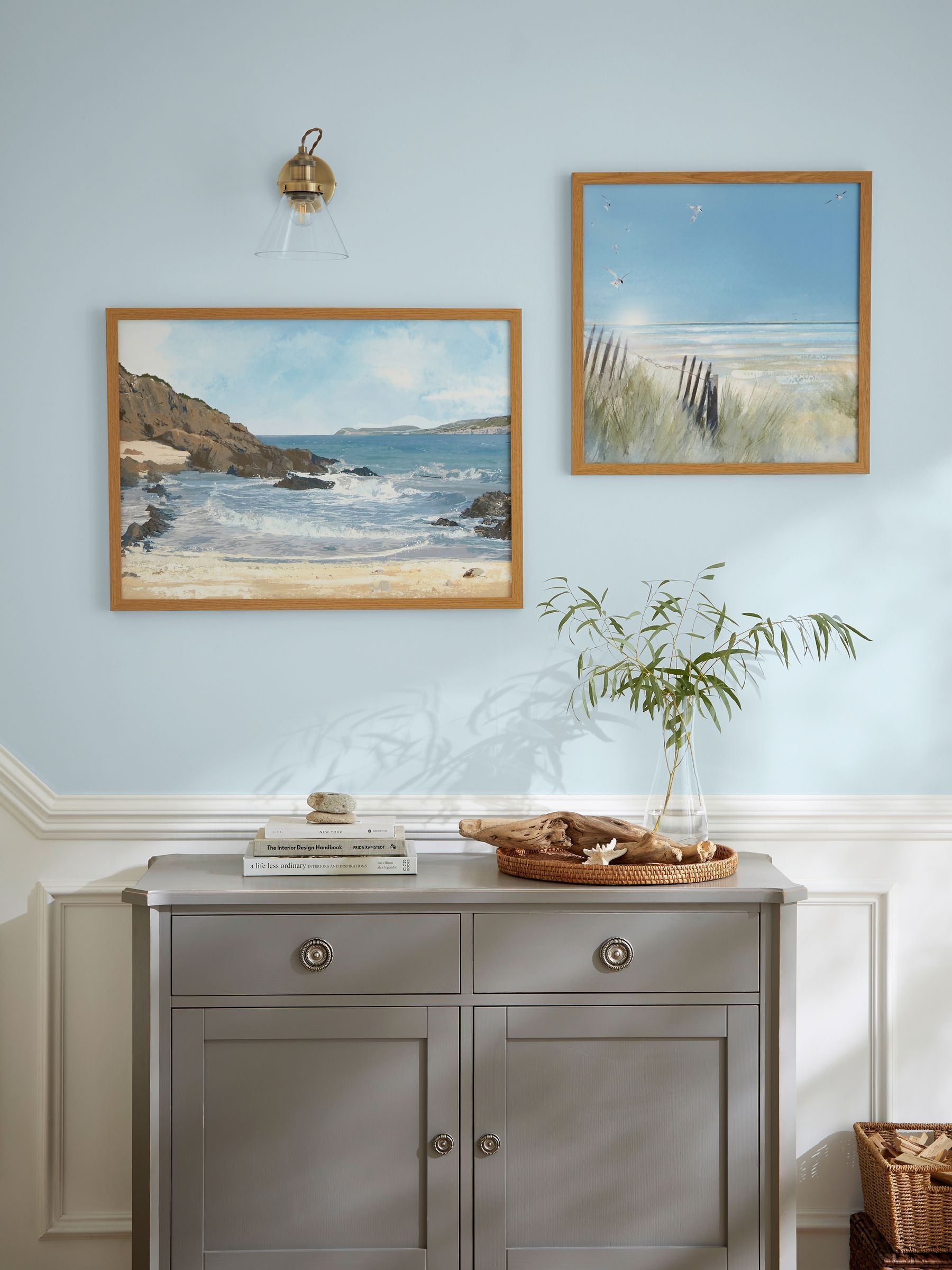 Laura Ashley Blue Rocky Cove Medium Wall Art Frame