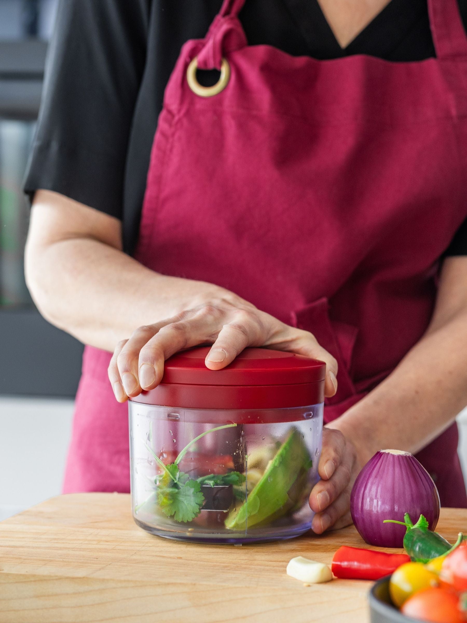 KitchenAid red manual food chopper - British product