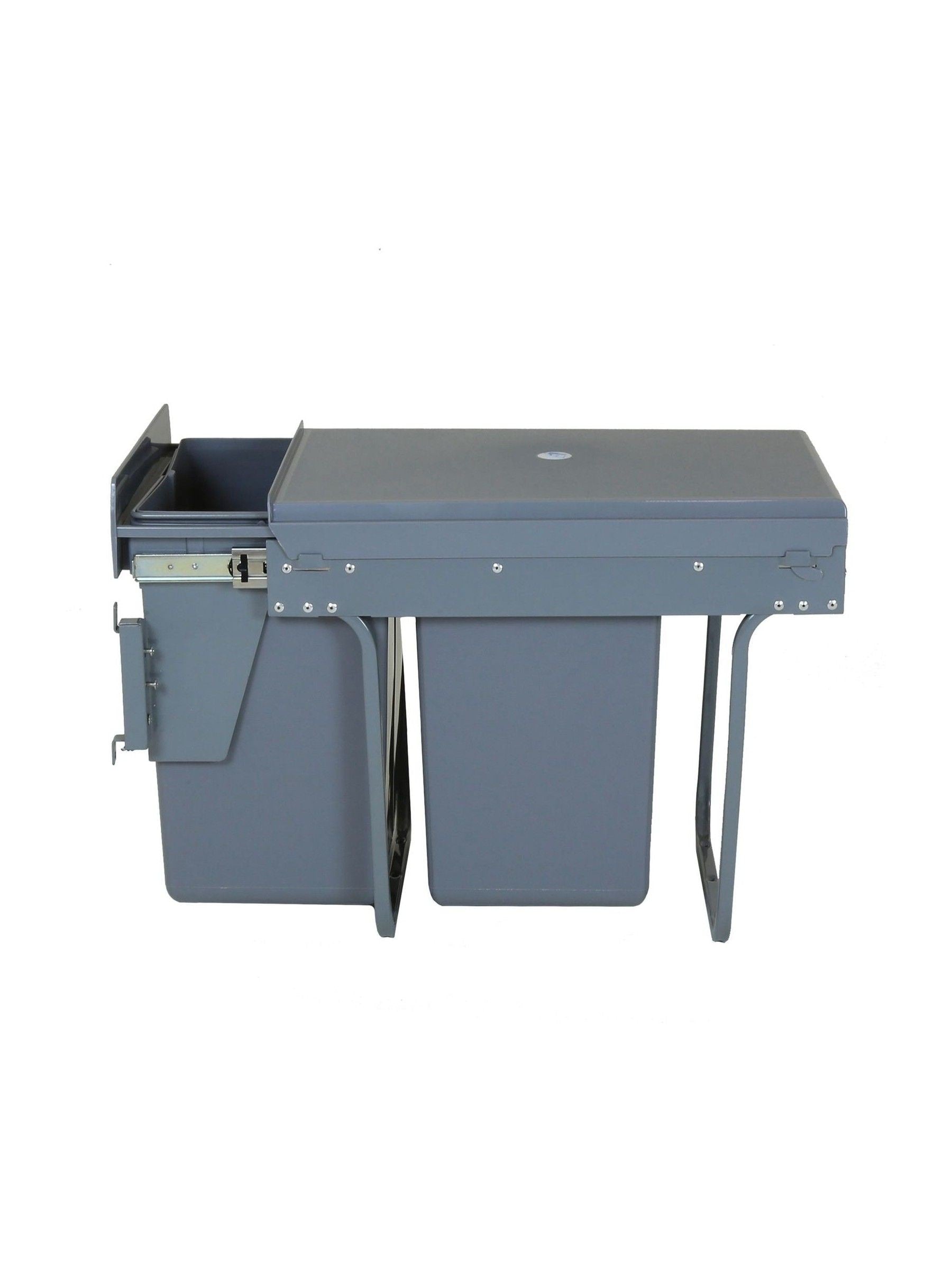 Charles Bentley grey pull out bin 40L dual compartment - British product