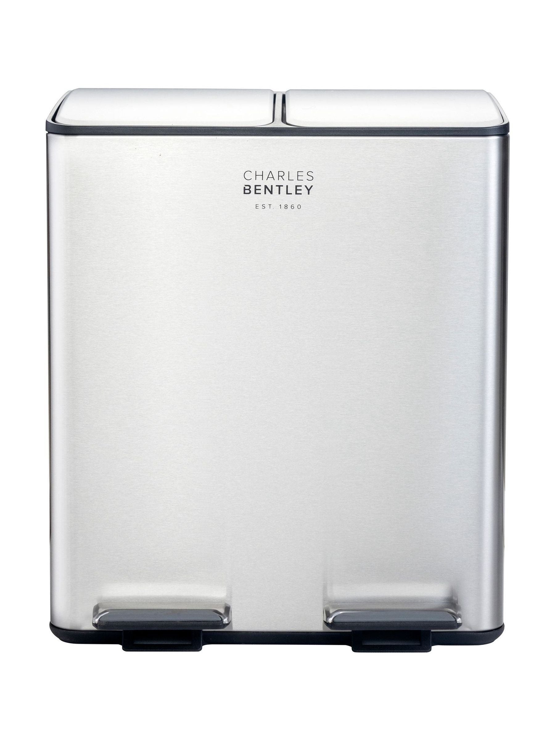 Charles Bentley 30L dual compartment kitchen bin stainless steel (British brand)